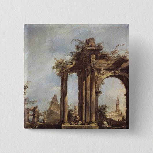 ローマの台なしのCapriccio、ピラミッド 缶バッジ (正面)