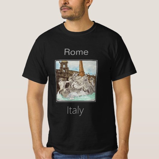 ローマの噴水の4つの川のPiazza Navona Tシャツ (正面)