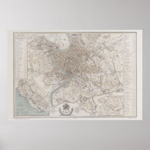 ローマの地図イタリア1869年