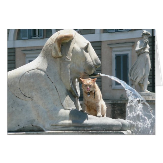 ローマの広場の噴水の気難しい猫 (正面横)