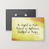 ローマの手紙12:12 希望に喜ぶ クリスチャン聖書 缶バッジ (正面/裏面)