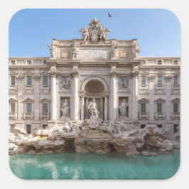 ローマの朝のトレヴィの泉 - イタリア スクエアシール
