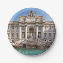 ローマの朝のトレヴィの泉 - イタリア ペーパープレート