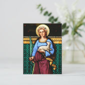 ローマの聖アグネス、子羊とヤシの葉を保持 ポストカード (スタンド正面)