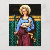 ローマの聖アグネス、子羊とヤシの葉を保持 ポストカード (正面)