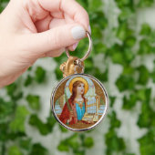 ローマの聖セシリア(BK 003)ラウンドメタル キーホルダー (手)