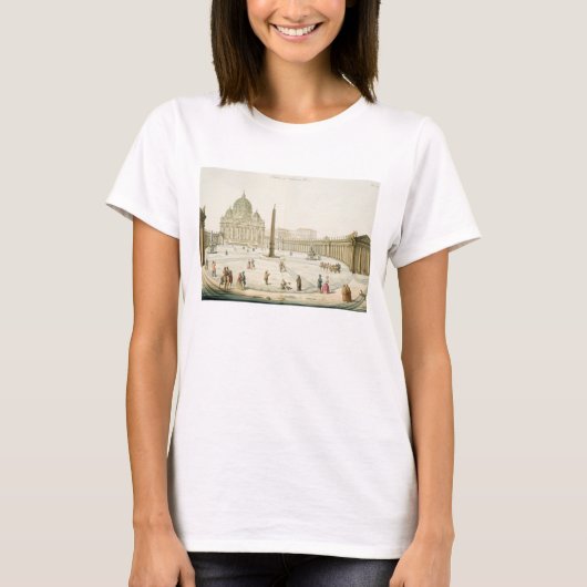 ローマの聖ペテロのファサードとFの広場 Tシャツ (正面)
