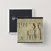 ローマの肉屋、レリーフ、浮き彫り 缶バッジ (正面&裏面)