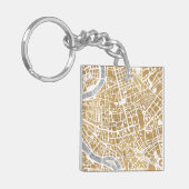 ローマの金めっきされた都市地図 キーホルダー (正面左)