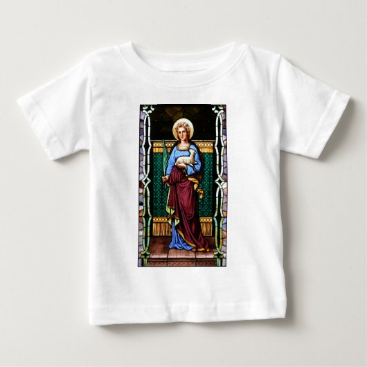 ローマのStアグネス、子ヒツジおよびシュロの葉を握ります ベビーTシャツ (正面)