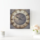 ローマアンティーク時計付き"木製の時計 スクエア壁時計 (ホーム)