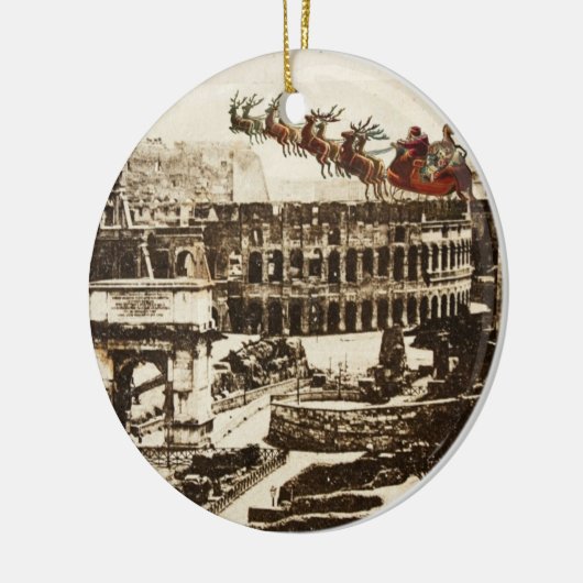 ローマイタリアのクリスマスのオーナメントのヴィンテージサンタ セラミックオーナメント (左)