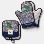 ローマイタリアの地図 鍋つかみ&鍋敷きセット (正面/裏面)