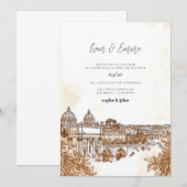 ローマイタリアウォーター結婚カラー 招待状 (正面/裏面)