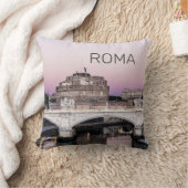 ローマイタリアカステルサンタンジェロブリッジサンセット クッション (ブランケット)