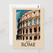 ローマイタリアコロッセウムイラストレーショントラベルアート ポストカード (正面/裏面)