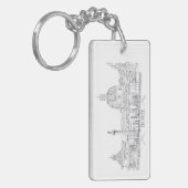 ローマイタリアシティシーンとドームとオベリスクのスケッチ キーホルダー (正面左)