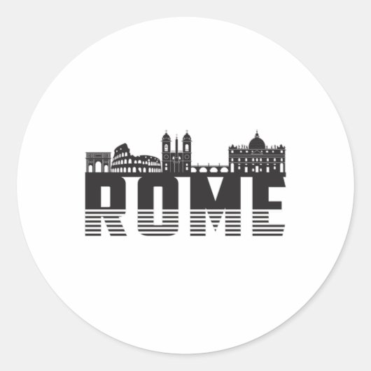 ローマイタリアシティスカイラインシティスケープおもしろいギフトアイディア ラウンドシール (正面)