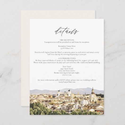 ローマイタリアスカイライン結婚ズ詳細カード 招待状 (正面/裏面)