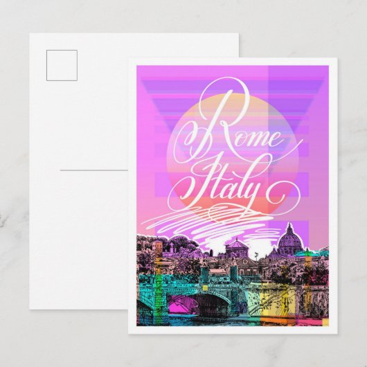 ローマイタリアスケッチアートトラベルイラストレーション ポストカード (正面/裏面)