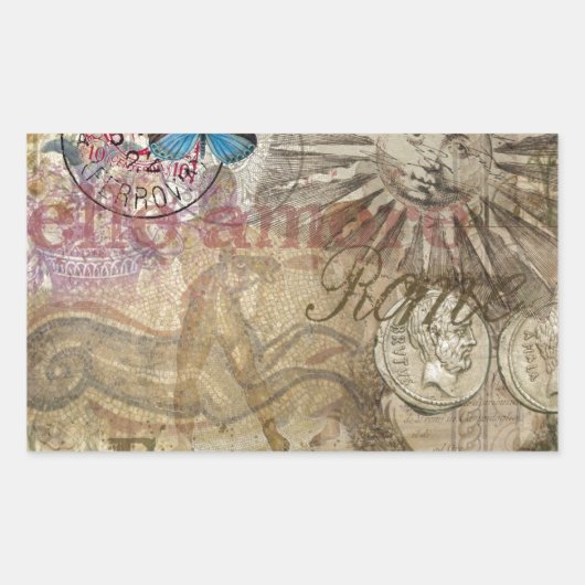 ローマイタリアトラベルバケーションホリデーシティ 長方形シール (正面)