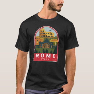 ローマイタリアトラベルレトロエンブレム Tシャツ