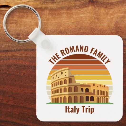 ローマイタリアファミリートリップコロッセウムサンセットカスタム キーホルダー (正面)