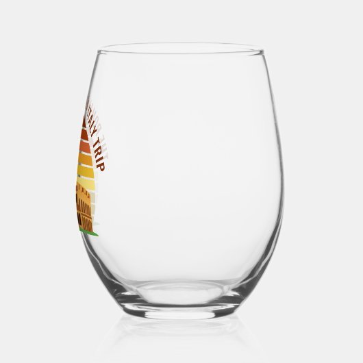 ローマイタリアファミリートリップコロッセウムサンセットカスタム ステムなしワイングラス (左)