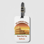 ローマイタリアファミリートリップコロッセウムサンセットカスタム ラゲッジタグ (正面縦)