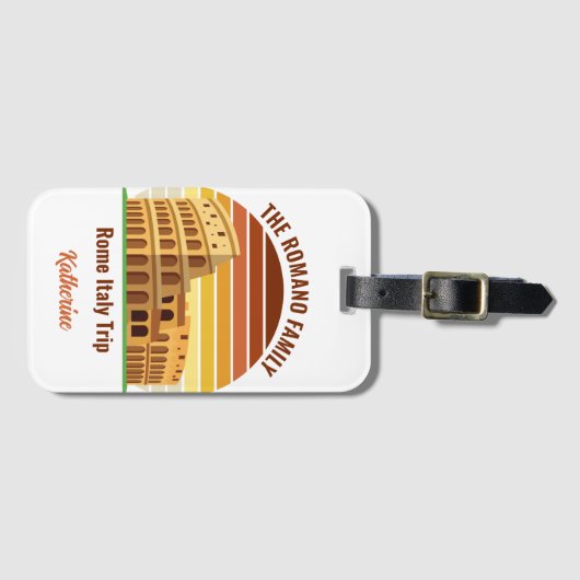 ローマイタリアファミリートリップコロッセウムサンセットカスタム ラゲッジタグ (正面横)