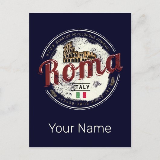 ローマイタリアレトロコロッセウムヴィンテージホリデイ シーズンポストカード (正面)