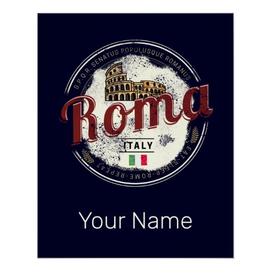 ローマイタリアレトロコロッセウムヴィンテージホリデイ ポスター (正面)
