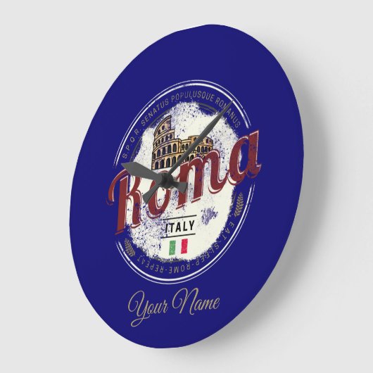 ローマイタリアレトロコロッセウムヴィンテージホリデイ ラージ壁時計 (傾斜)