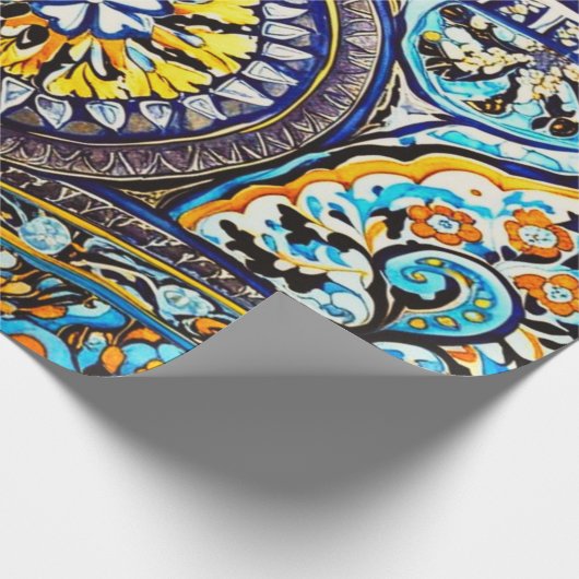 ローマイタリアンスペインのマジョリカフローラ分離 ラッピングペーパー (角)