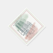 ローマイタリアン国旗の色ペンとインク スタンダードカクテルナプキン (角)