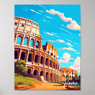 ローマイタリアヴィンテージ旅行イラストレーション ポスター