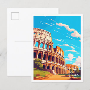 ローマイタリアヴィンテージ旅行イラストレーション ポストカード