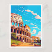ローマイタリアヴィンテージ旅行イラストレーション ポストカード (正面)