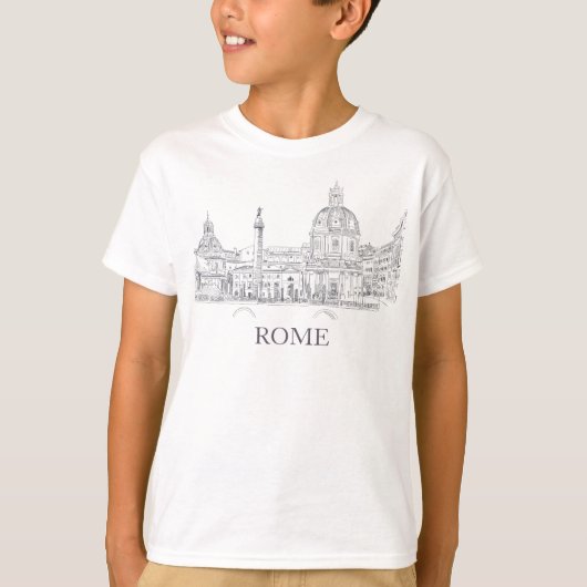 ローマイタリア古代建築ペンとインクスケッチ Tシャツ (正面)