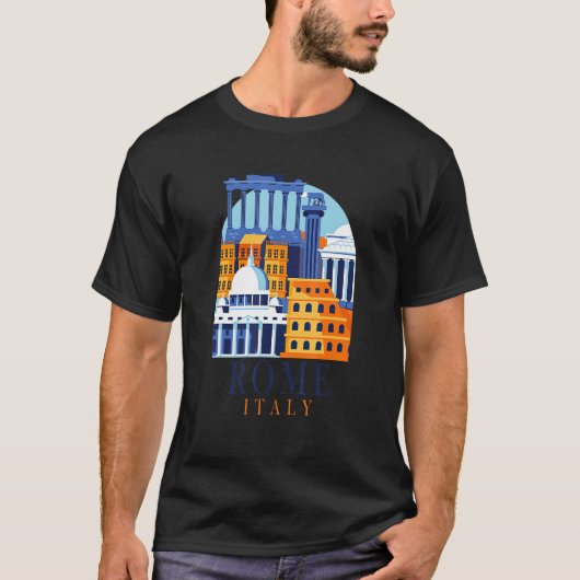 ローマイタリア旅行イタリアンイタリアトラベルコロッセウ Tシャツ (正面)