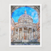 ローマイタリア有名なトラベルプレイスウォーターカラースケッチ ポストカード (正面)