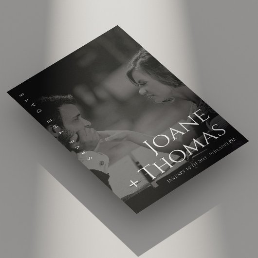 ローマエレガントフォント写真結婚式の日付を保存 セーブザデート