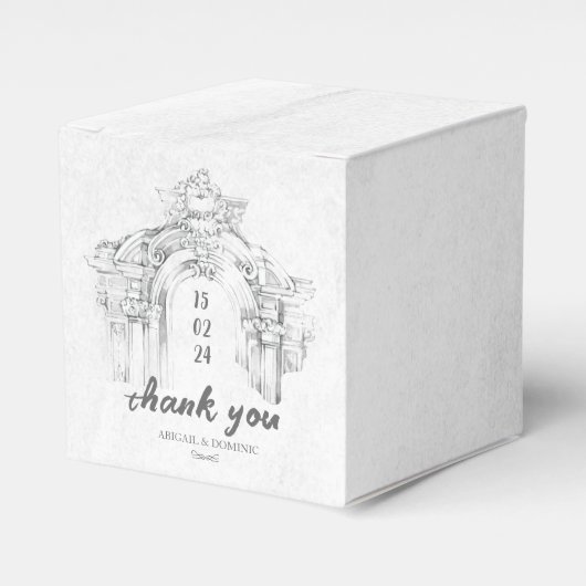 ローマエレガントモダンミニマル結婚式の引き出物ボックス フェイバーボックス (正面サイド)