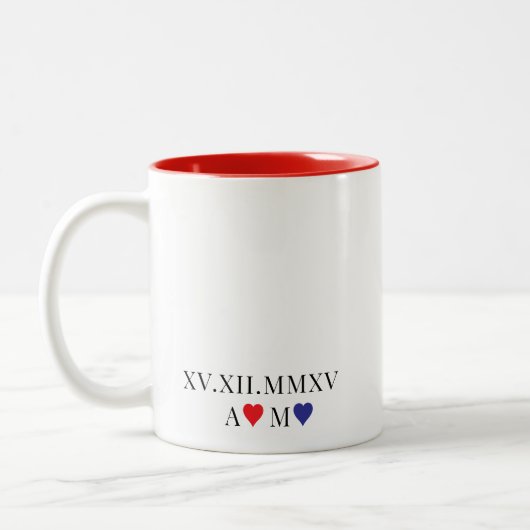 ローマカスタム数字の記念日 ツートーンマグカップ (左)