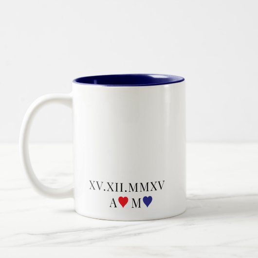 ローマカスタム数字の記念日 ツートーンマグカップ (左)