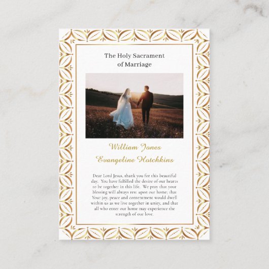 ローマカトリックの結婚式写真 祈りのカード プレイスカード (裏面)