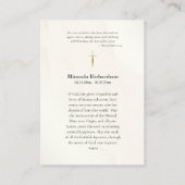 ローマカトリックヴァージンメアリー葬儀祈りの言葉カード プレイスカード (裏面)