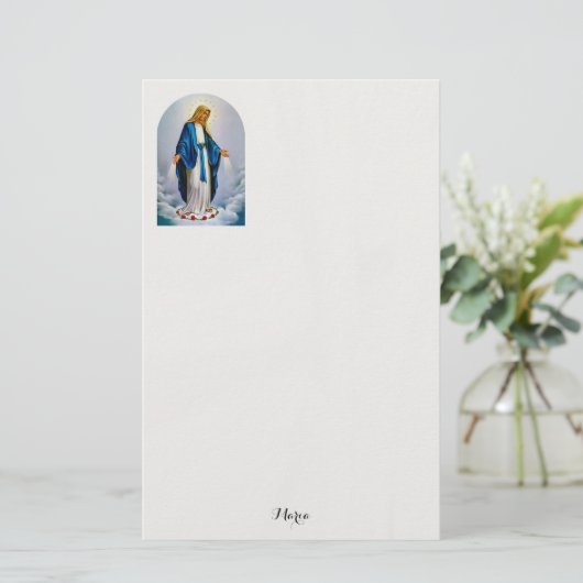 ローマカトリックヴァージンメリーレッドローズカスタマイズ 便箋 (スタンド正面)