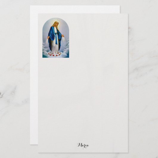 ローマカトリックヴァージンメリーレッドローズカスタマイズ 便箋 (正面/裏面)