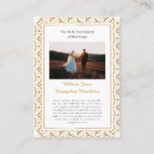 ローマカトリック結婚スの写真祈りの言葉カード プレイスカード (裏面)